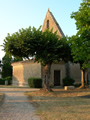 Village church on medieval moat